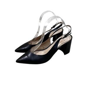 Marc Fisher LTD Shoes Womens 8.5 Black Slingback Block Heel Pumps Pointed Toe